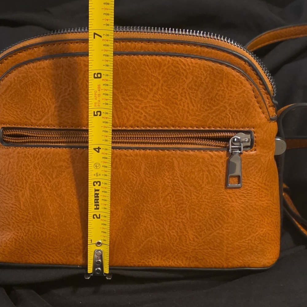 Sam & Hadley Brown Embossed Floral Cross Body Bag with Zipper and Pockets, Small - Picture 6 of 7